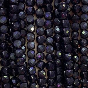 black Onyx Agate Beads, faceted cube, approx 4x4mm