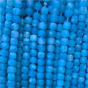 blue Amazonite Beads, faceted cube, approx 4x4mm