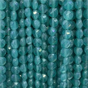 green Amazonite Beads, faceted circle, approx 8mm dia