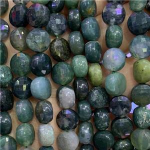 green Moss Agate Beads, faceted circle, approx 8mm dia