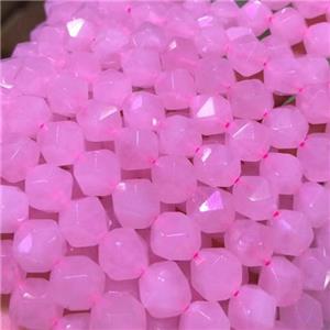 Rose Quartz Beads, star-cutting, approx 8mm dia