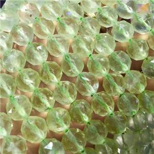 green Prehnite Beads, star-cutting, approx 8mm dia