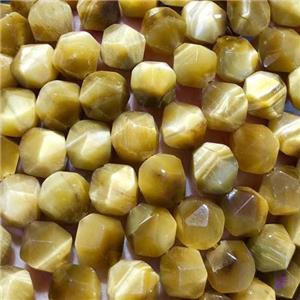 gold Tiger eye stone beads, star-cutting, approx 8mm dia