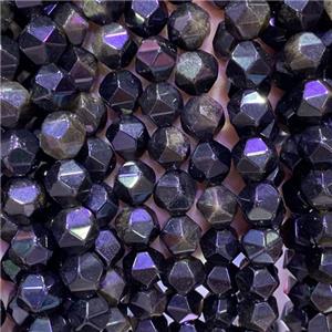 black Obsidian Beads, star-cutting, approx 10mm dia