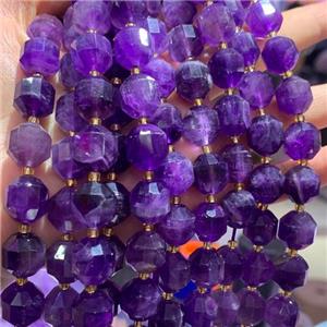 purple Amethyst bullet beads, faceted, approx 12mm dia