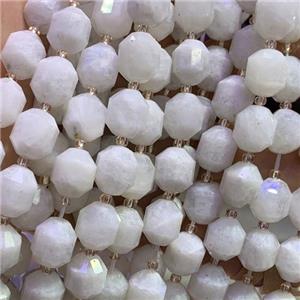 white MoonStone Beads, faceted bullet, approx 10mm dia