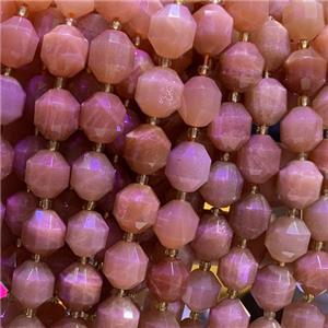 peach MoonStone Beads, faceted bullet, approx 10mm dia