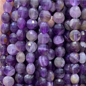 purple Fluorite Beads, faceted circle, approx 6mm dia