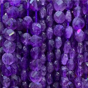 purple Amethyst Beads, A-grade, faceted circle, approx 6mm dia