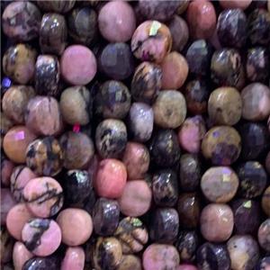 pink Rhodonite Beads, faceted coin, approx 6mm dia
