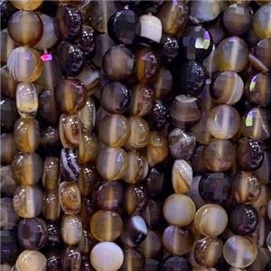 coffee Agate Beads, faceted circle, approx 6mm dia