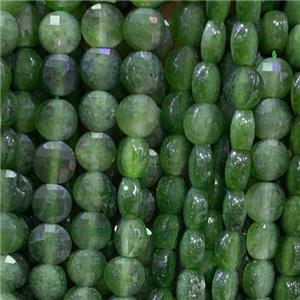 green Aventurine Beads, faceted coin, approx 6mm dia