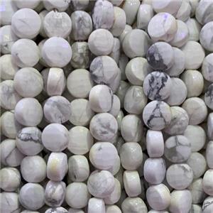 white Howlite Turquoise Beads, faceted circle, approx 6mm dia
