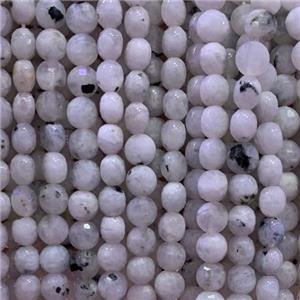 white Moonstone beads, B-grade, faceted circle, approx 6mm dia