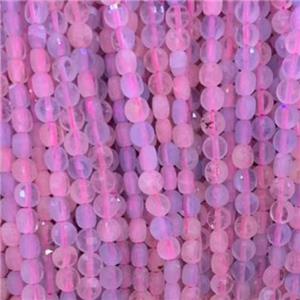 pink Morganite Beads, faceted circle, approx 4mm dia