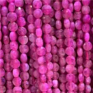 pink Tourmaline Beads, faceted circle, approx 4mm dia