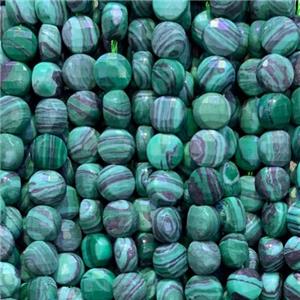 green Malachite Beads, faceted circle, approx 4mm dia