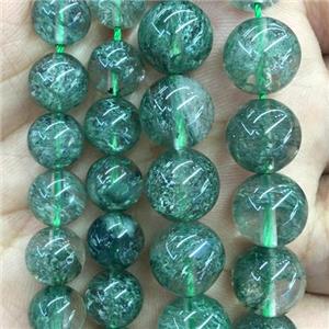 green Quartz beads, round, treated, approx 12mm dia