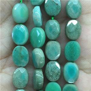 green Grass Agate Beads, faceted oval, approx 8x10mm