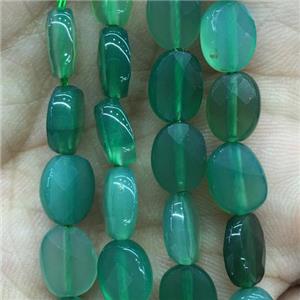 green natural Agate Beads, faceted oval, approx 8x10mm