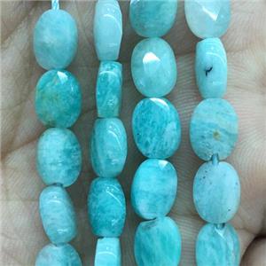 green Amazonite Beads, faceted oval, approx 6x8mm