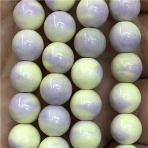 dichromatic round Alashan Agate Beads, yellowpurple, approx 8mm dia