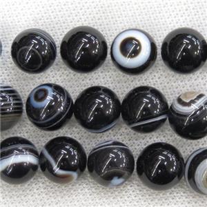 round natural Brazilian Agate Beads, eye, black, approx 16mm dia