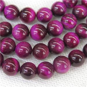 round hotpink Tiger eye stone beads, approx 10mm dia