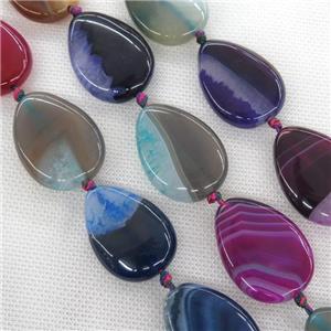 Agate Druzy teardrop beads, mixed color, approx 23x35mm
