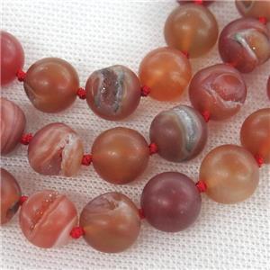 round red Agate Druzy beads, approx 14mm dia