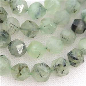 green Prehnite Beads, faceted round, starcut, approx 12mm dia