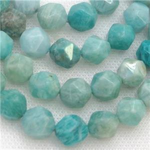 green Russian Amazonite Beads, faceted round, starcut, approx 6mm dia