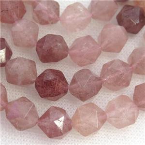 Strawberry Quartz Beads, faceted round, starcut, approx 8mm dia
