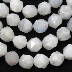 white Moonstone Beads, faceted round, starcut, approx 8mm dia