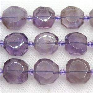 Amethyst Beads, faceted square, approx 15mm