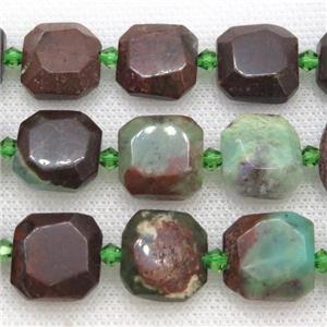 Australian Chrysoprase Beads, faceted square, approx 15mm