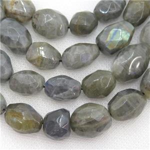 Labradorite Beads, faceted freeform, approx 10-18mm