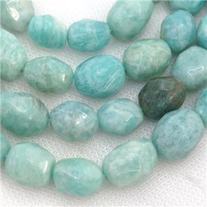 green Amazonite Beads, faceted freeform, approx 10-18mm