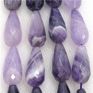 Amethyst Beads, faceted teardrop, approx 12-25mm