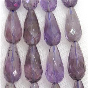 purple Amethyst Beads, faceted teardrop, approx 12-25mm