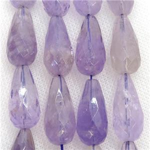 lt.purple Amethyst Beads, faceted teardrop, approx 12-25mm