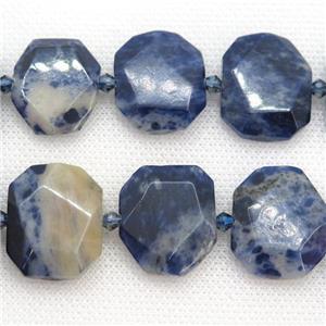 blue Sodalite Beads, faceted rectangle, approx 20-23mm