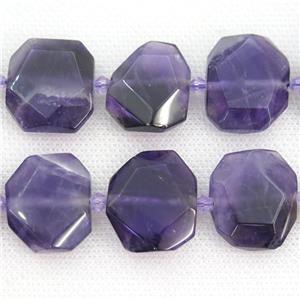 purple Amethyst Beads, faceted rectangle, approx 20-23mm