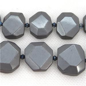 Iron Pyrite Beads, faceted rectangle, approx 20-23mm