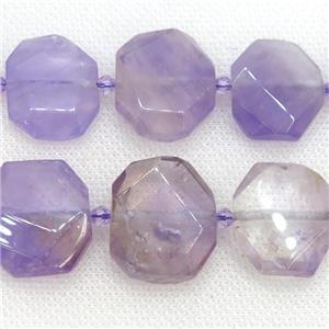 lt.pruple Amethyst Beads, faceted rectangle, approx 20-23mm