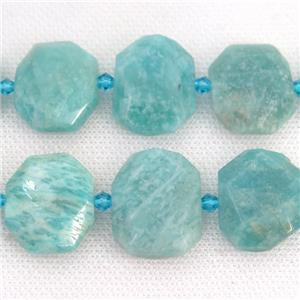 green Amazonite Beads, faceted rectangle, approx 20-23mm