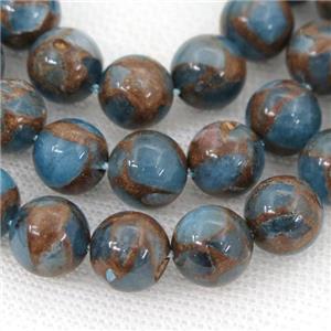 Assembled Gemstone Beads, round, blue, approx 10mm dia