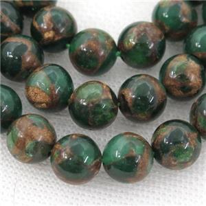Assembled Gemstone Beads, round, green, approx 4mm dia