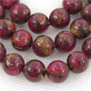 Assembled Gemstone Beads, round, red, approx 6mm dia