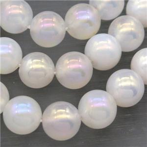 round white Agate Beads with AB-color electroplated, approx 6mm dia